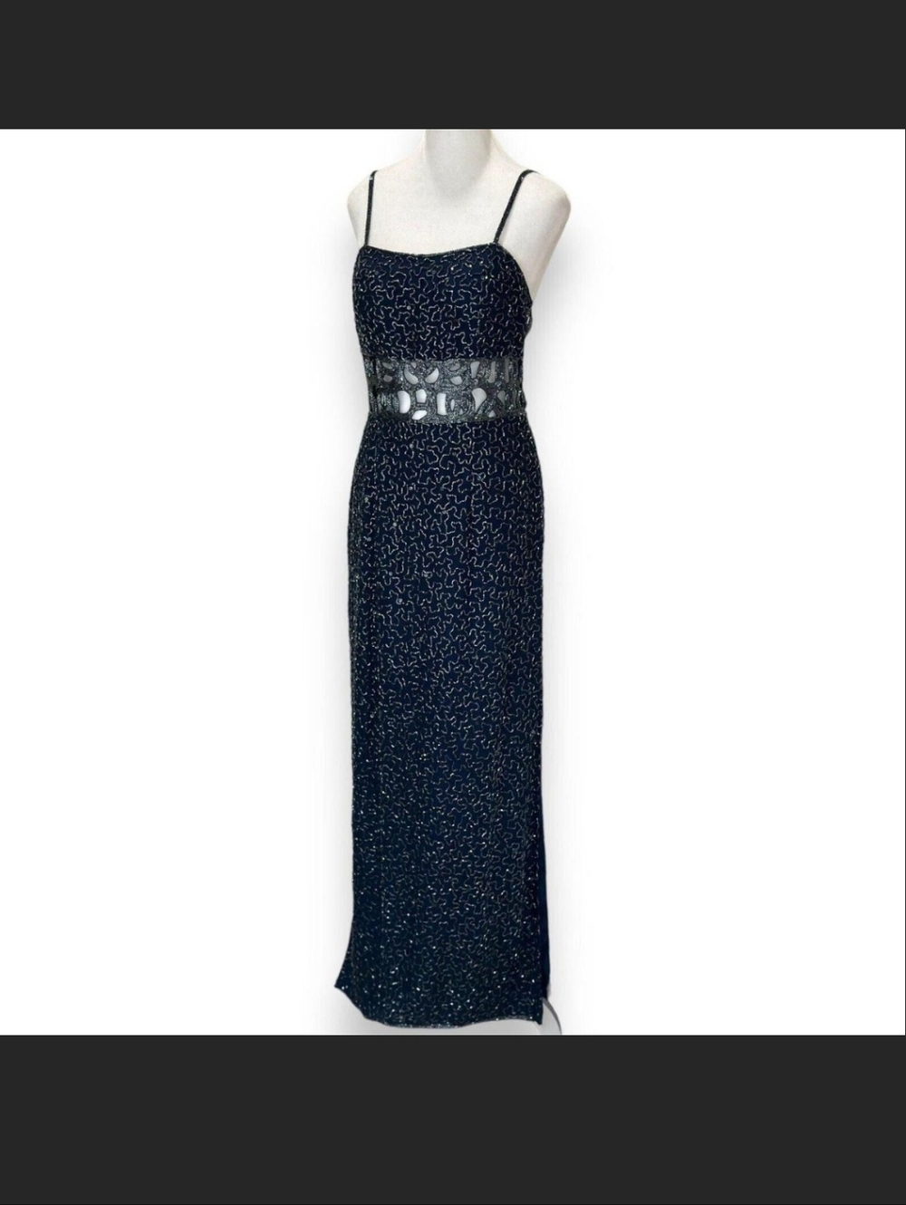 Sean Collection Beaded Silk cut out maxi dress VINTAGE